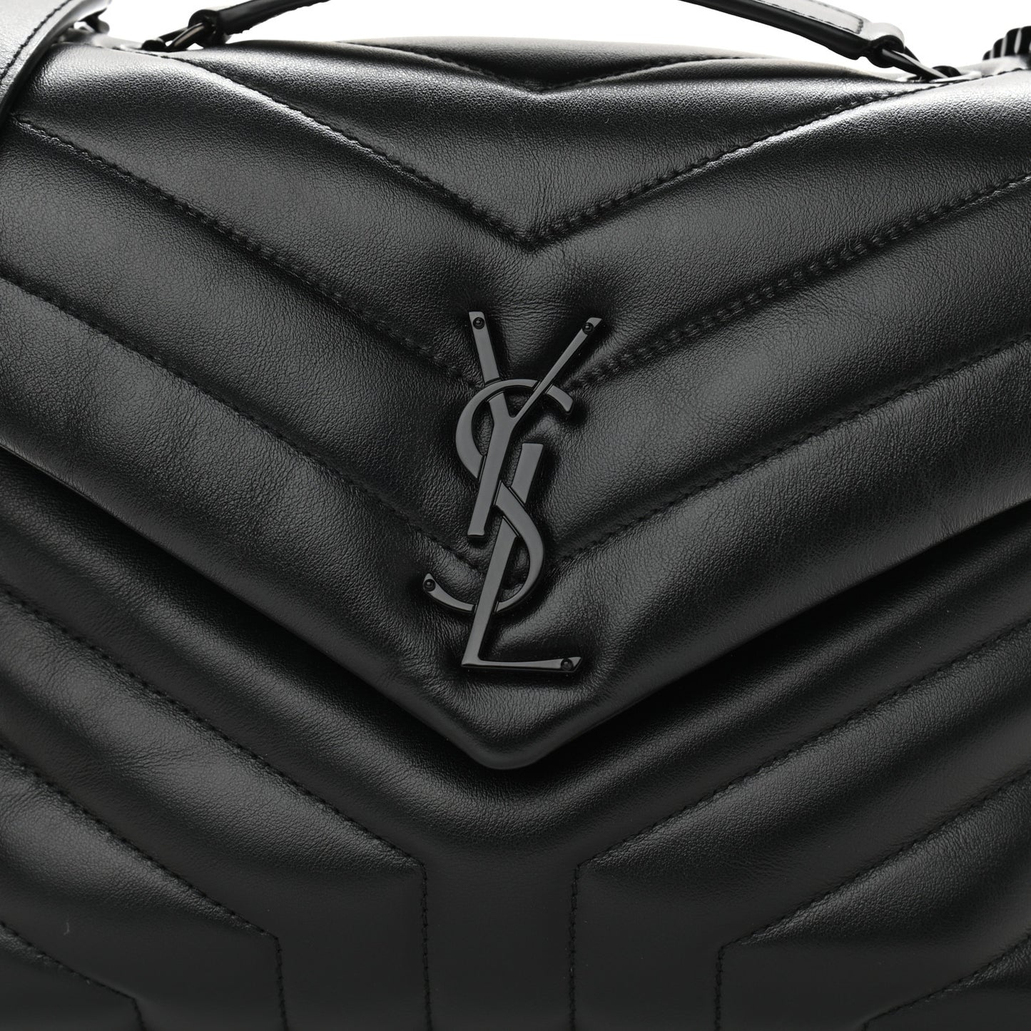 Calfskin Y Quilted Monogram Small Loulou Chain Satchel Black