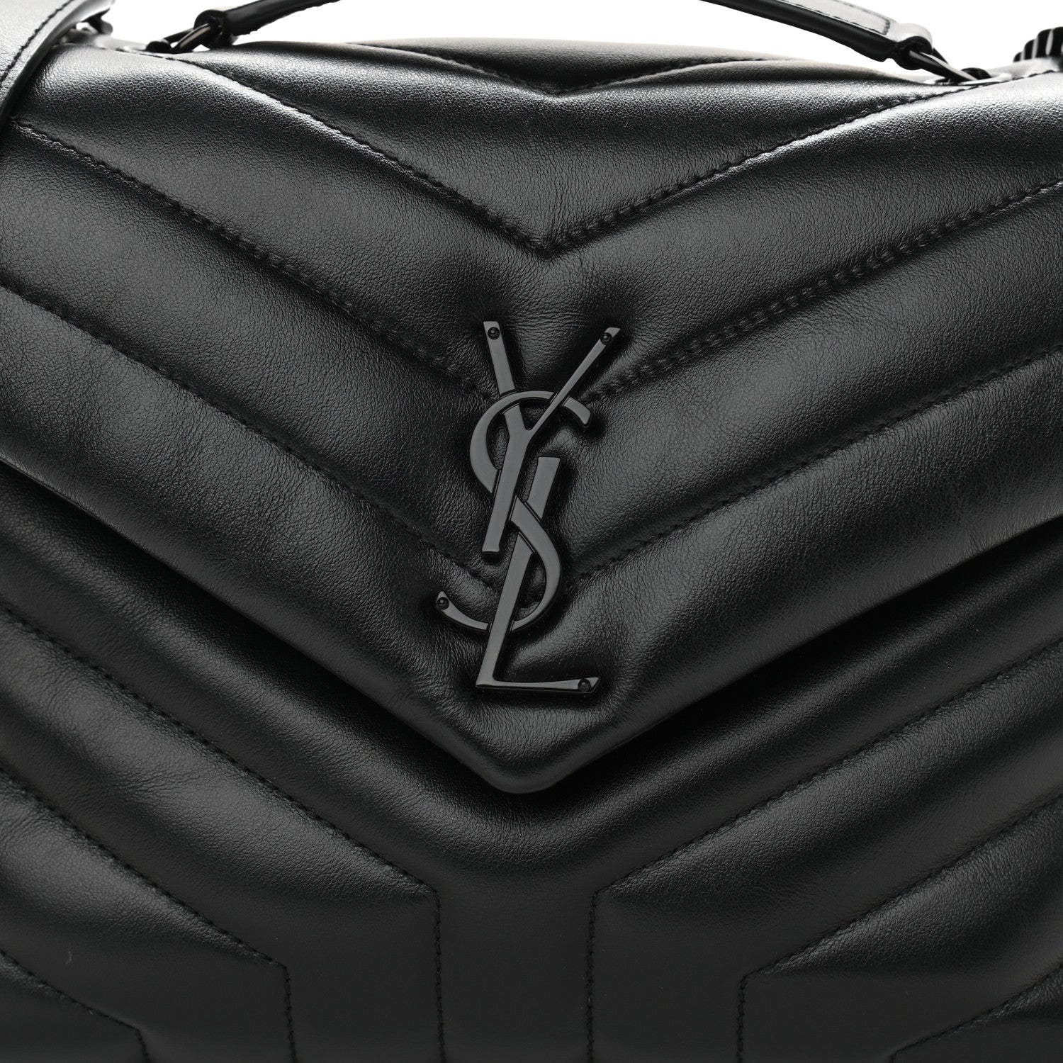 Saint Laurent Calfskin Y Quilted Monogram Small Loulou Chain Satchel Black 7 of 9