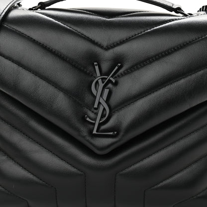 Saint Laurent Calfskin Y Quilted Monogram Small Loulou Chain Satchel Black 7 of 9