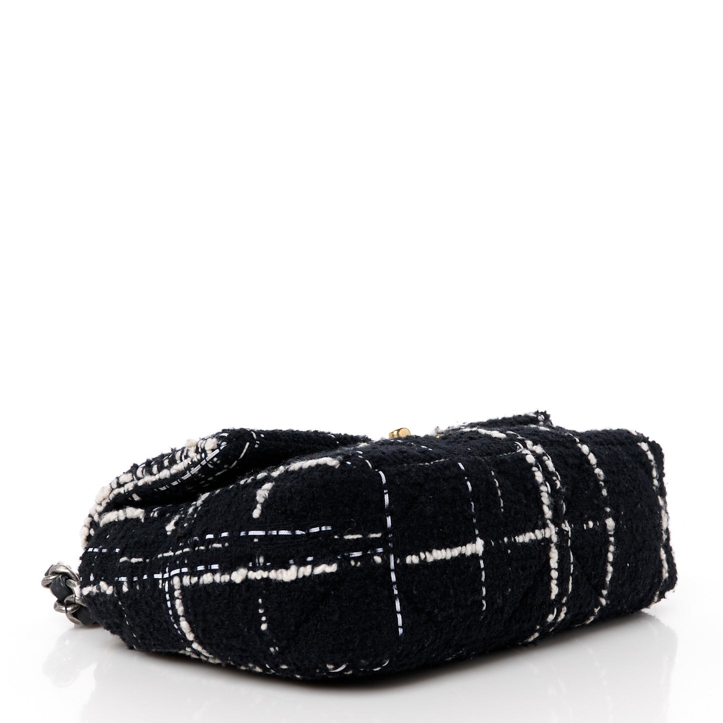 Tweed Quilted Medium Chanel 19 Flap Black White