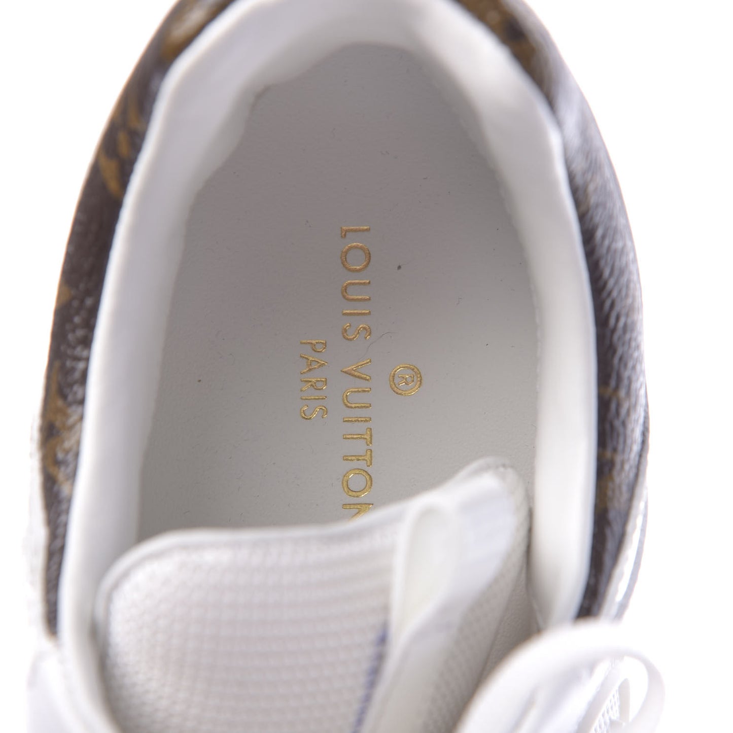 Calfskin Monogram Run Away Sneakers 36.5 White
