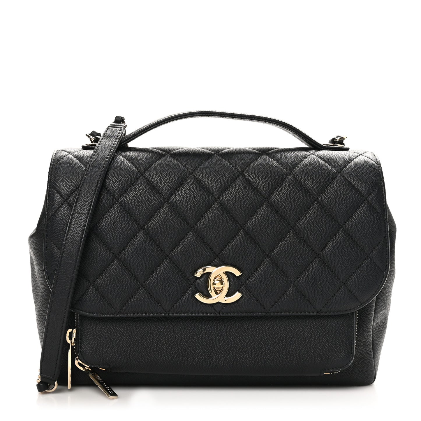 Caviar Quilted Large Business Affinity Flap Black