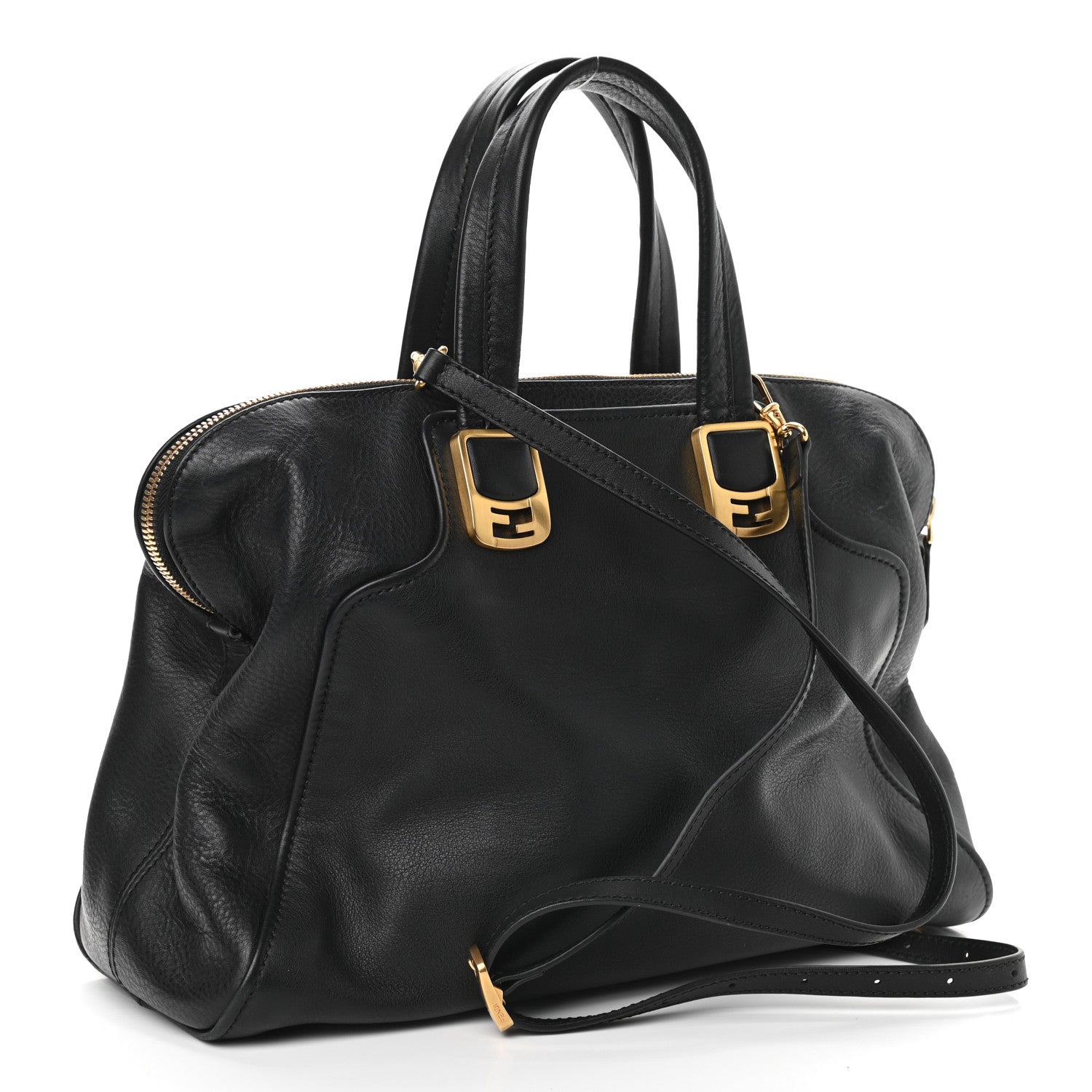 Fendi Vitello Dolce Marmol Large Chameleon Tote Black 2 of 9
