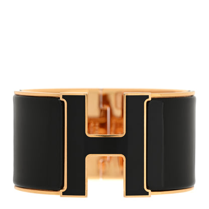 Hermes Enamel Extra Wide Clic Clac H Bracelet GM Black 1 of 6