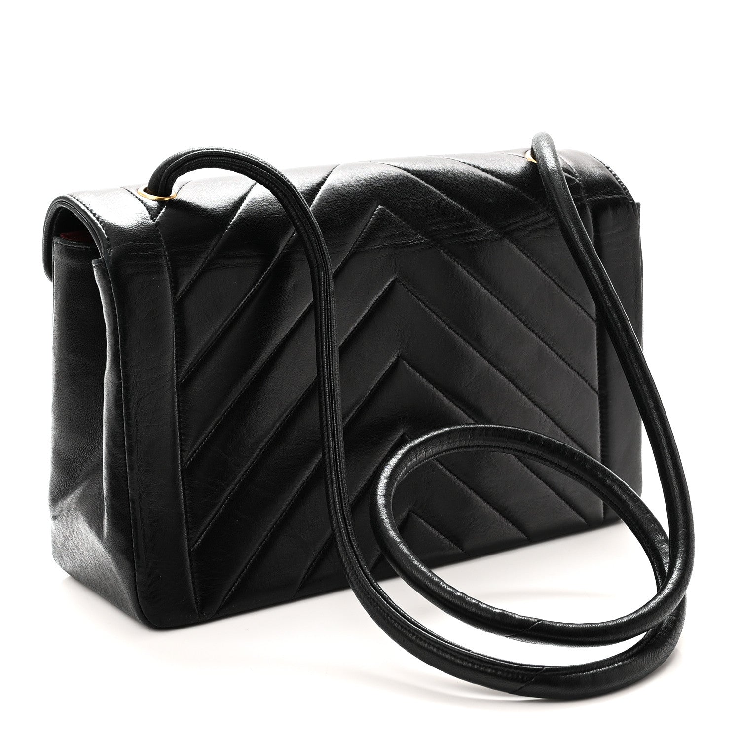Chanel Calfskin Chevron Quilted Envelope Flap Bag Black 3 of 10