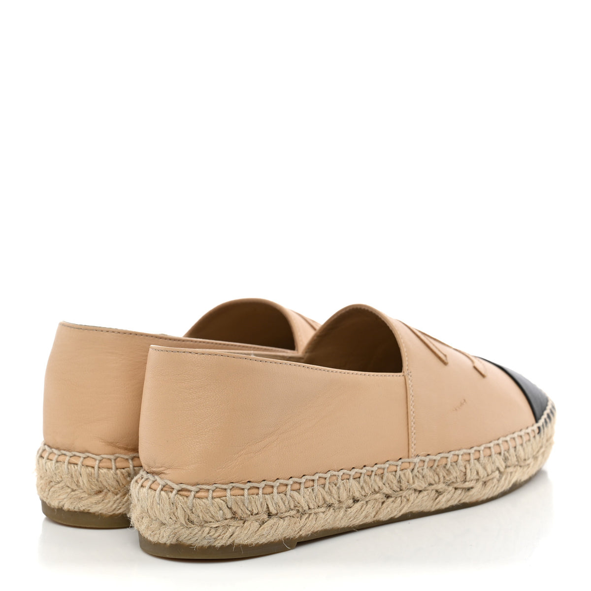 Chanel Lambskin CC Espadrilles 37 Beige Black 4 of 13