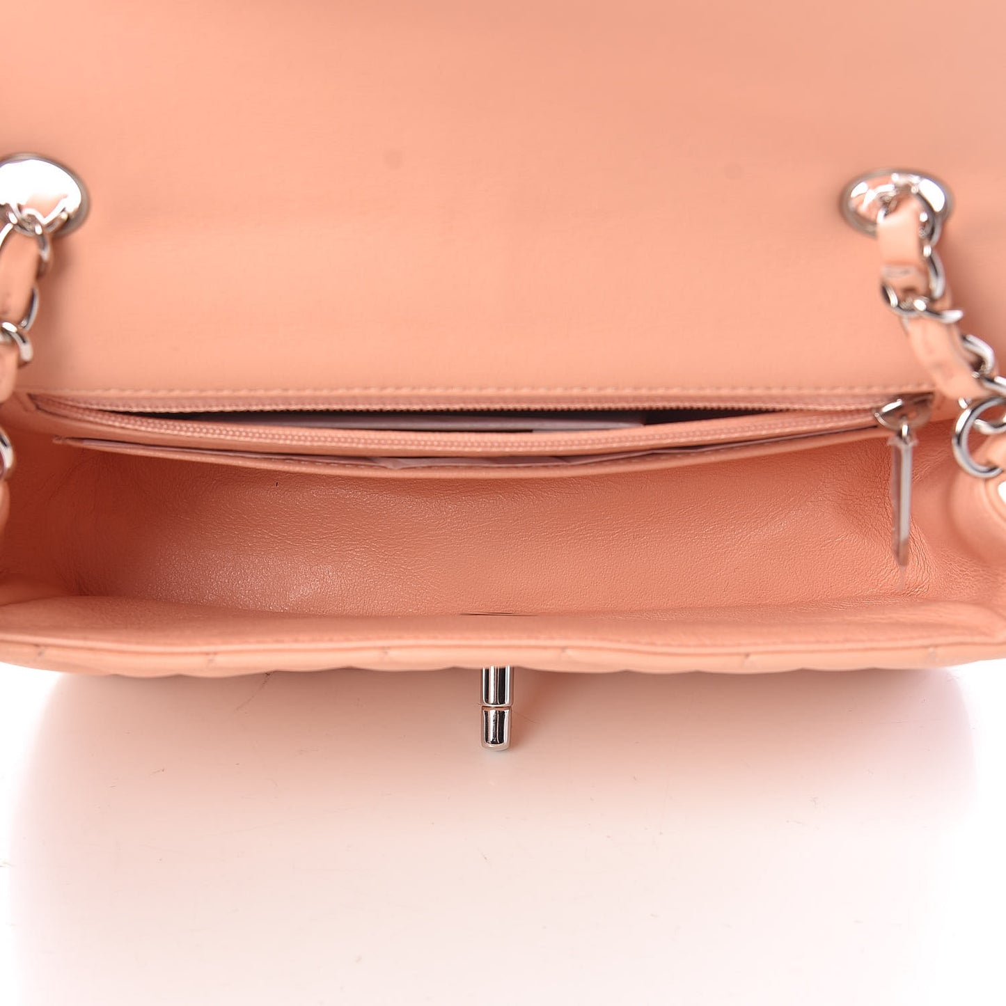 Lambskin Quilted Mini Rectangular Flap Light Pink