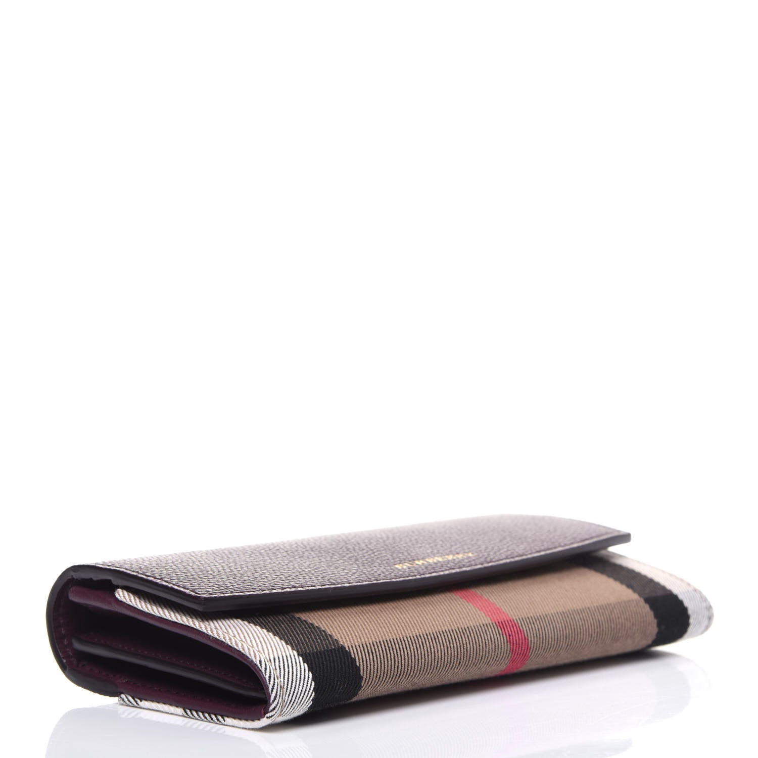 Burberry Grainy Calfskin House Check Continental Wallet Mahogany Red 4 of 11