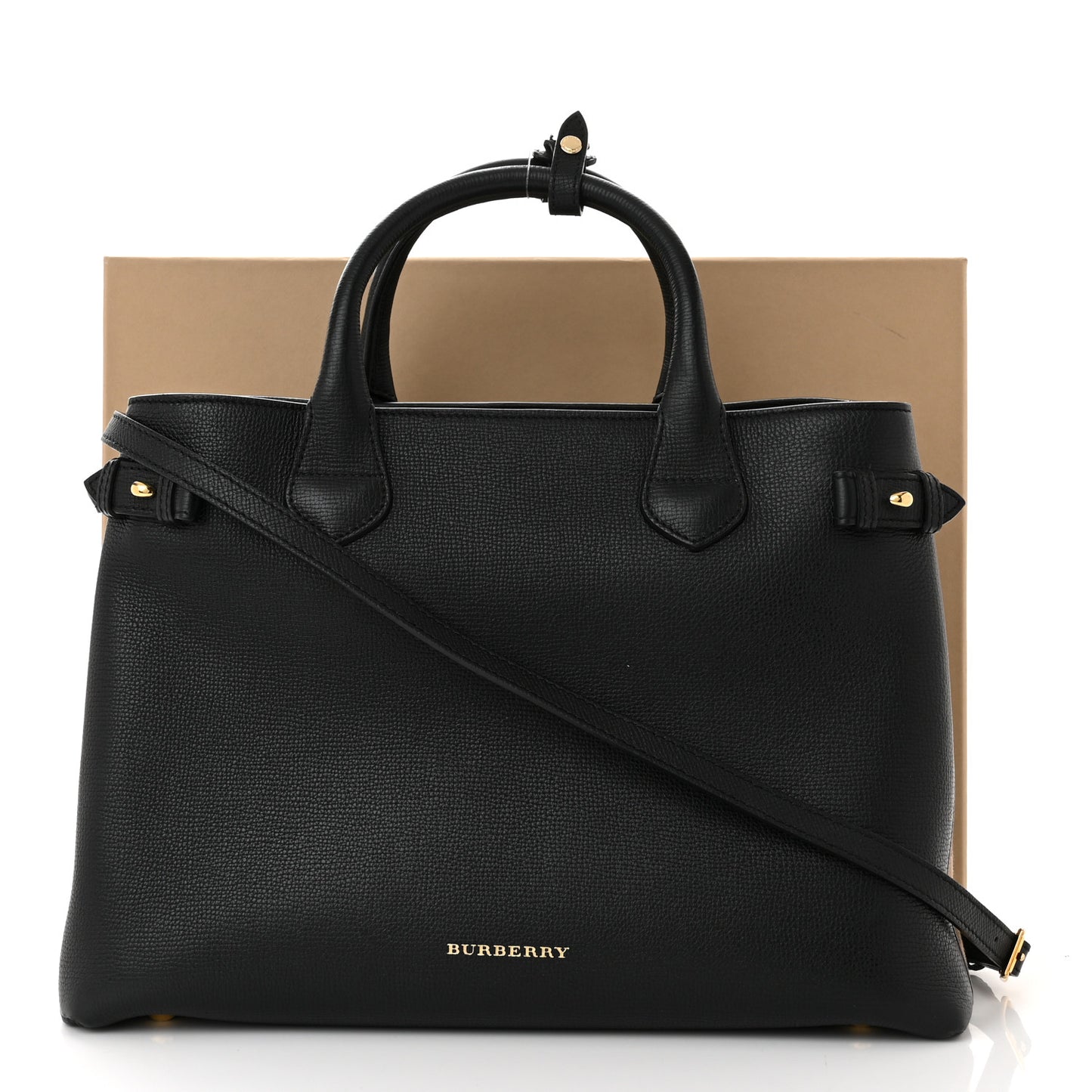 Derby Calfskin House Check Medium Banner Tote Black