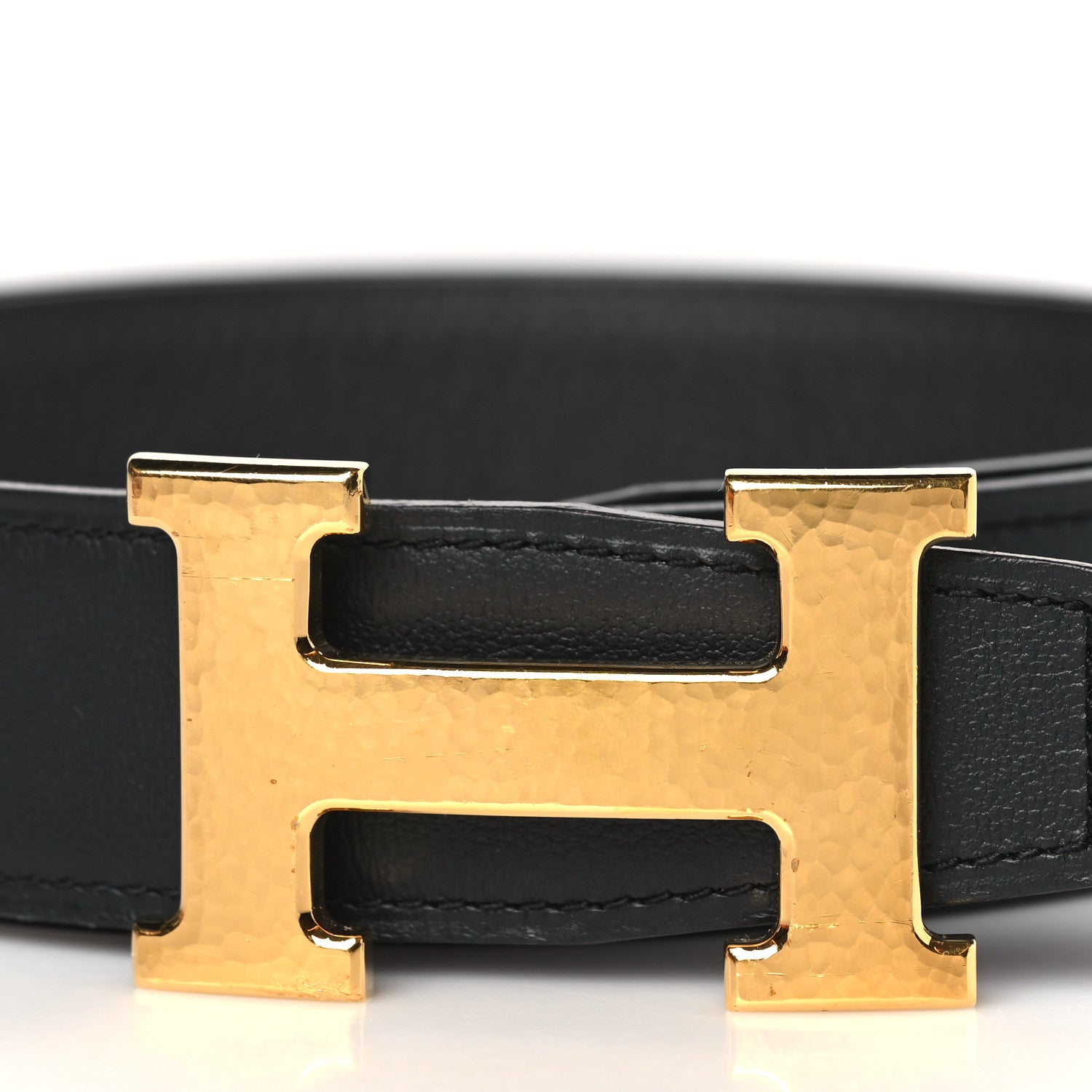 Hermes Chamonix Togo 32mm Martelee H Belt 80 Black Bleu Nuit 2 of 7