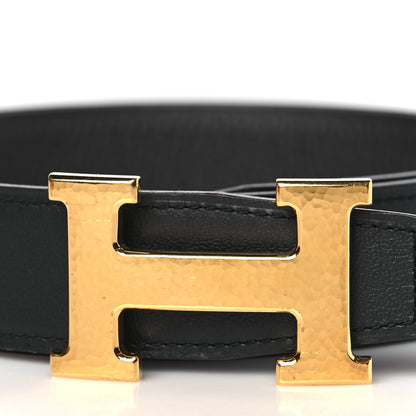 Hermes Chamonix Togo 32mm Martelee H Belt 80 Black Bleu Nuit 2 of 7