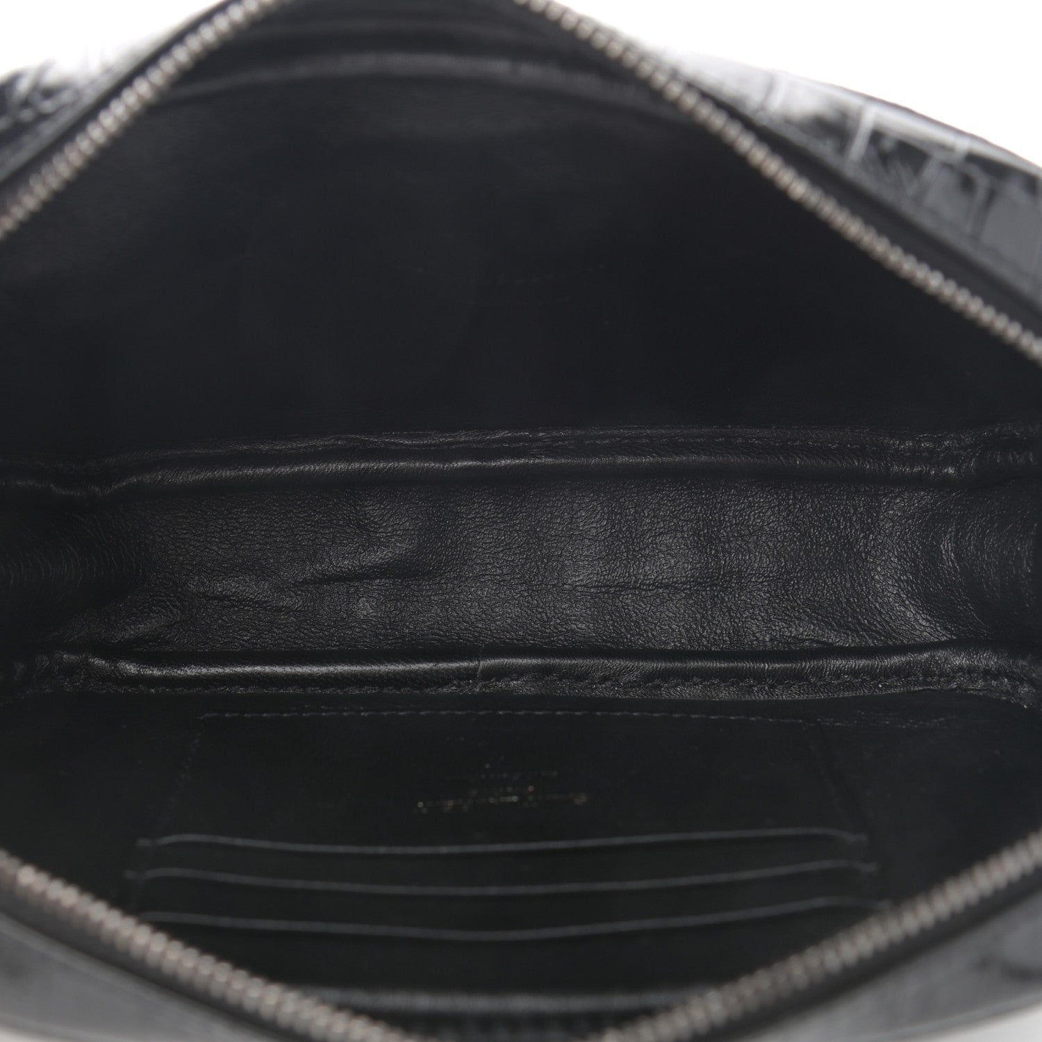 Saint Laurent Calfskin Crocodile Embossed Monogram Mini Lou Camera Bag Black 5 of 10