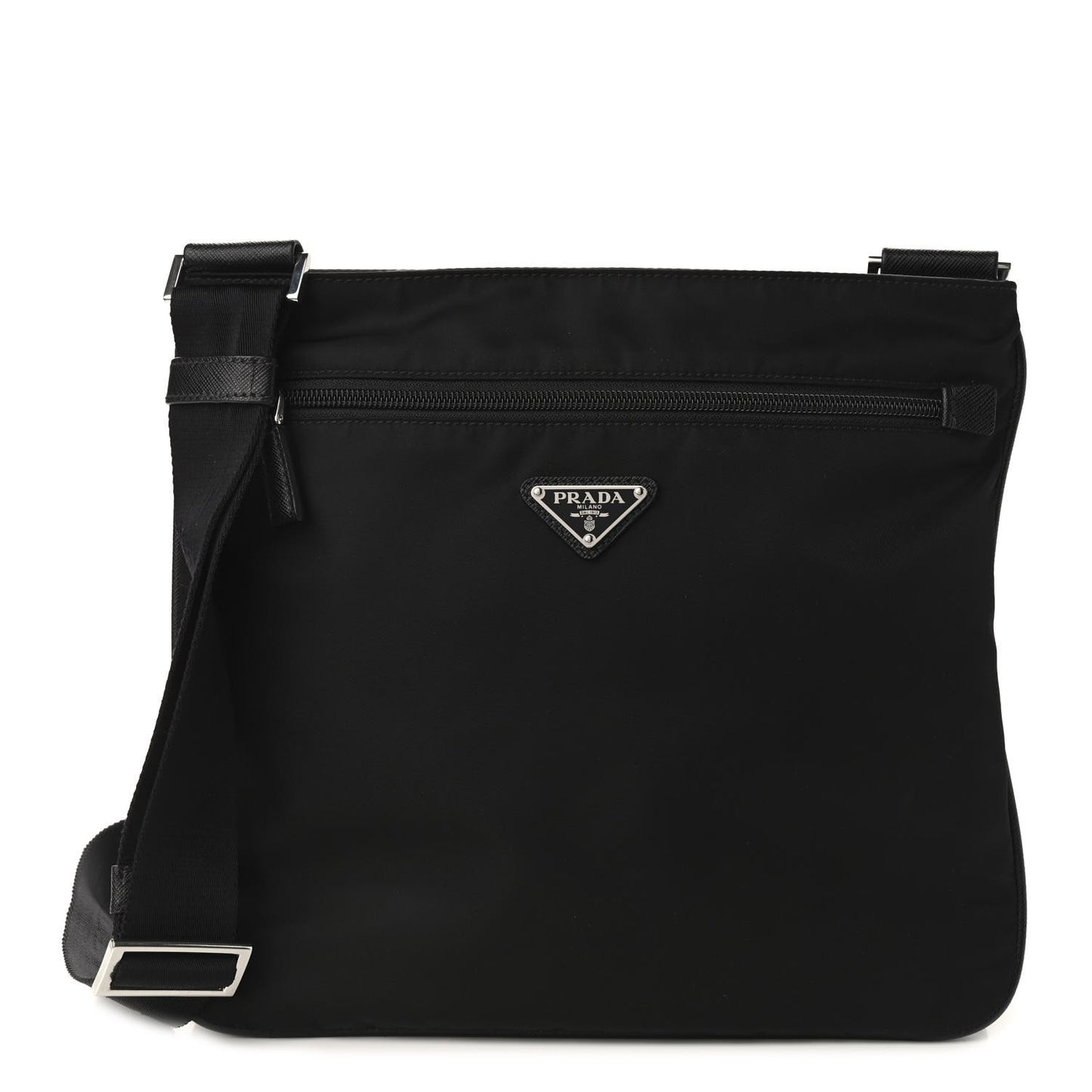Nylon Vela Flat Messenger Bag Black