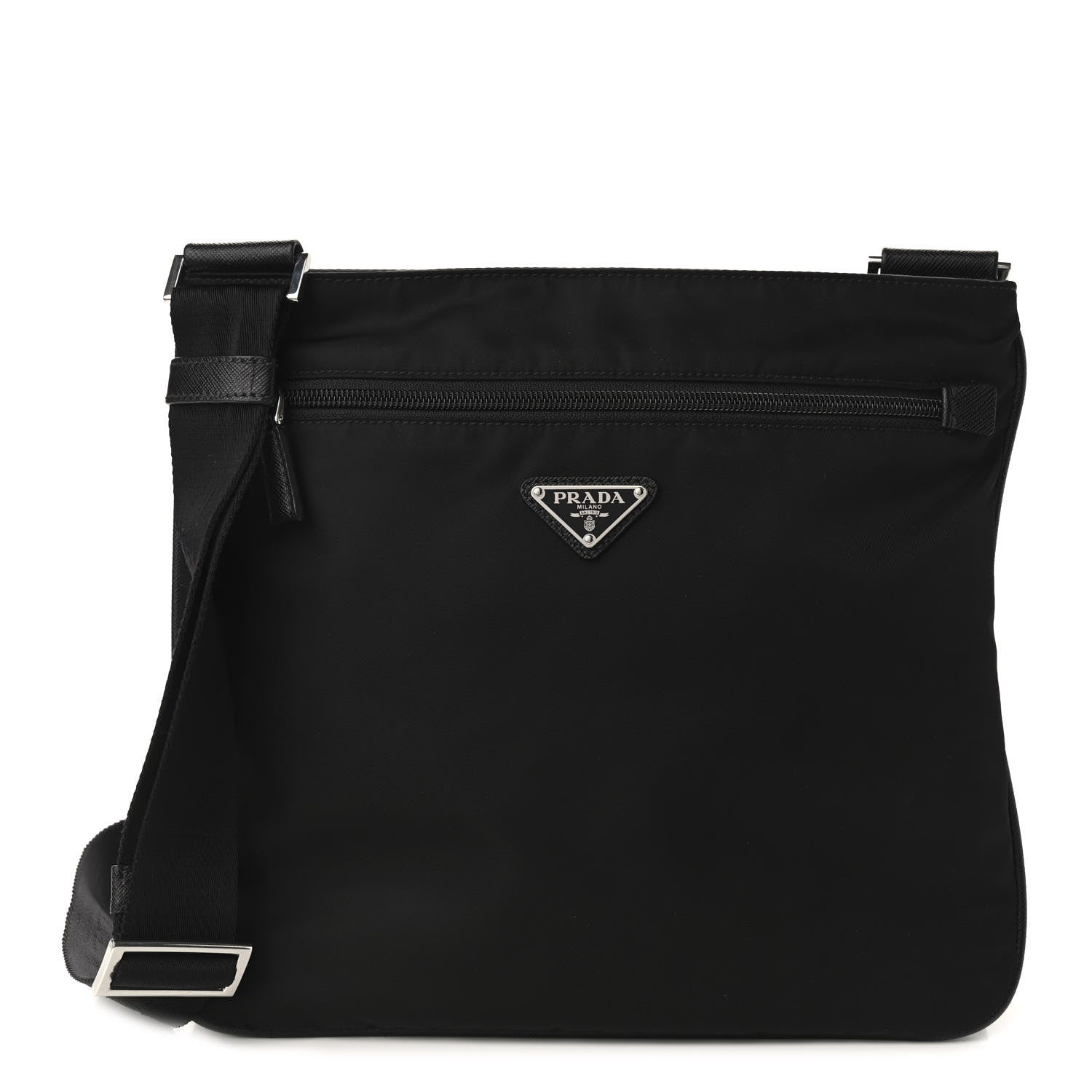 Prada Nylon Vela Flat Messenger Bag Black 1 of 9