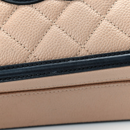 Chanel Caviar Quilted Medium CC Filigree Vanity Case Beige Black 13 of 14