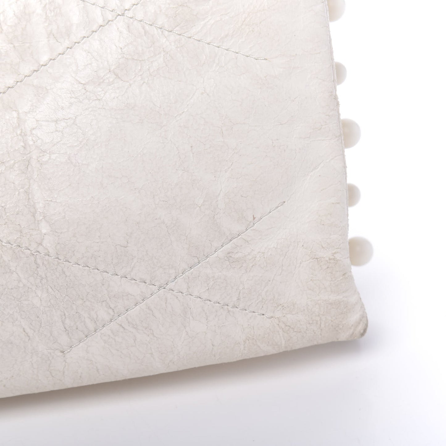 Lambskin Quilted Pearl Medium Sugar Flap Shoulder Bag White