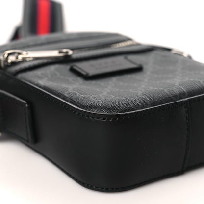 Gucci GG Supreme Monogram Appia Calfskin Web Small Camera Messenger Bag Black Grey 9 of 10
