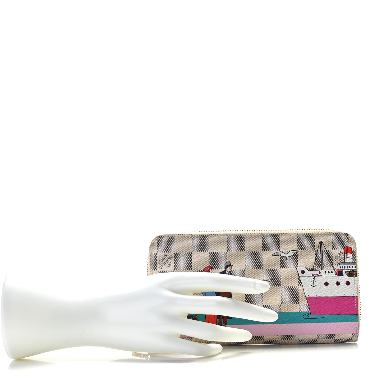 Damier Azur 2016 Christmas Animation Zippy Wallet Rose Ballerine