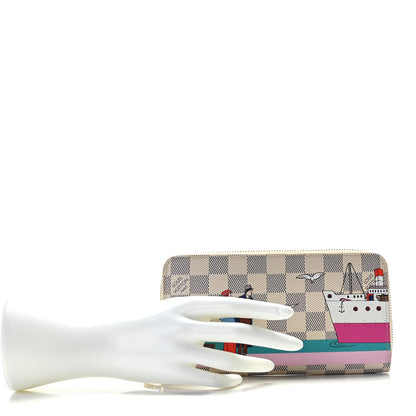 Louis Vuitton Damier Azur 2016 Christmas Animation Zippy Wallet Rose Ballerine 2 of 11