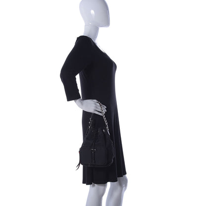 Prada Tessuto Nylon Studded New Vela Mini Bucket Crossbody Bag Black Fuoco 3 of 10