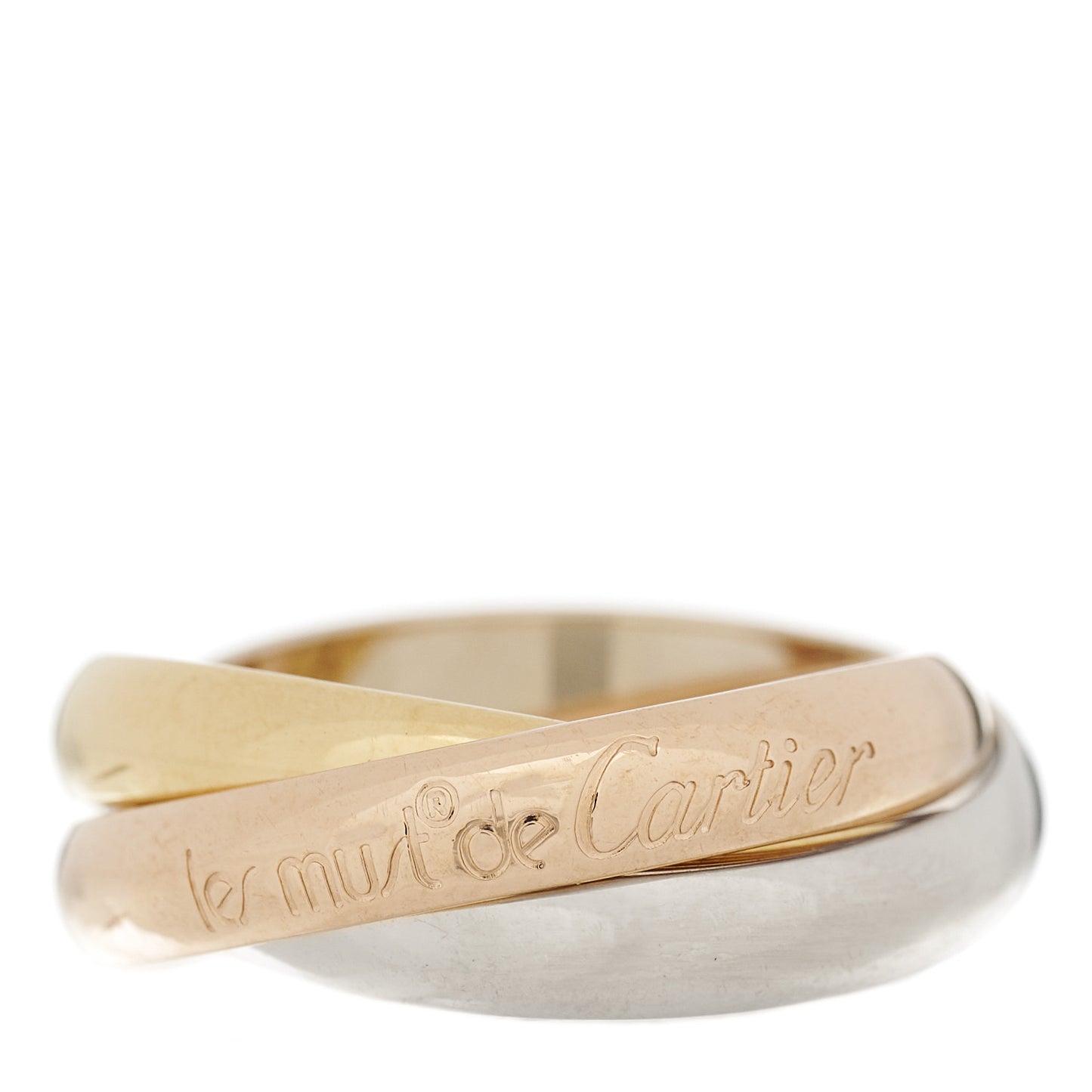 18K Pink Yellow White Gold Classic Les Must De Cartier Trinity Ring 53 6.25