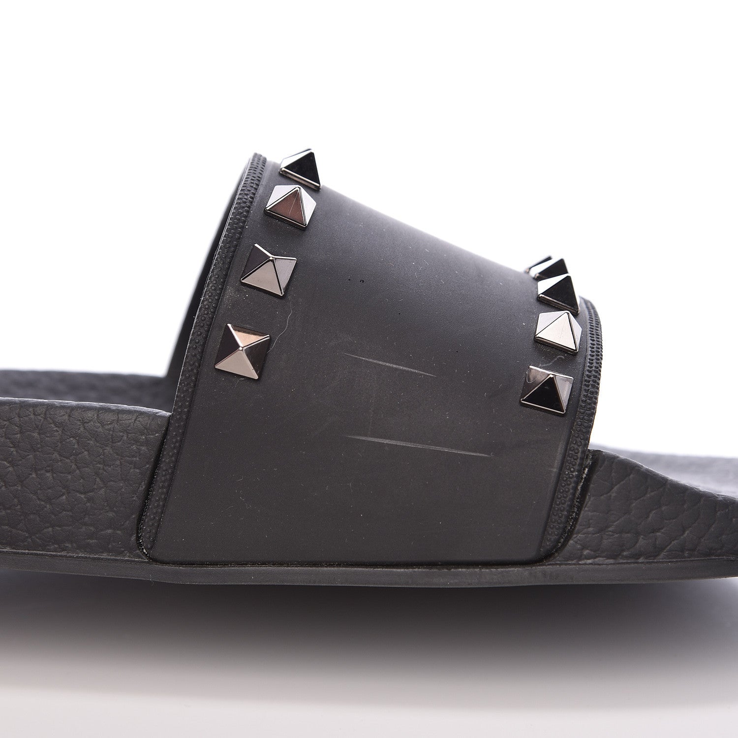 Valentino Garavani Rubber Rockstud Slide Sandals 38 Black 8 of 8
