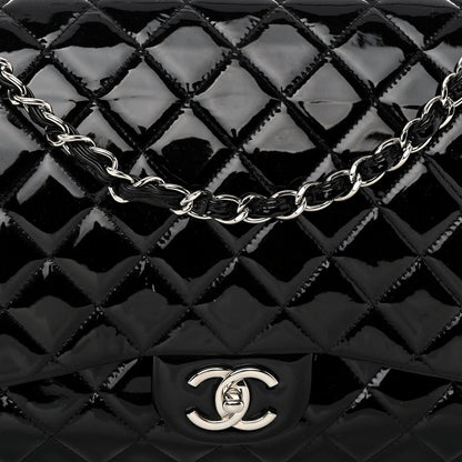 Chanel Patent Quilted Maxi Double Flap Black 8 of 10