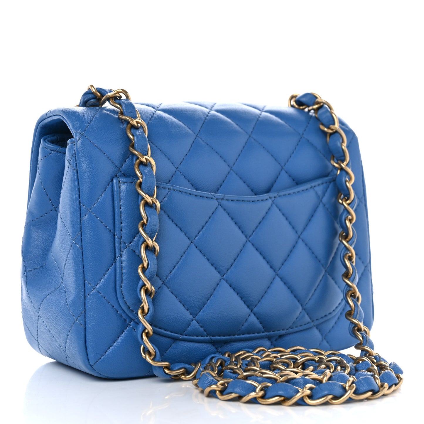 Lambskin Quilted Mini Square Flap Blue