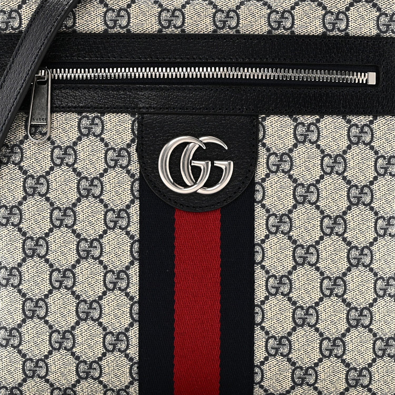 Gucci GG Supreme Monogram Textured Dollar Calfskin Web Small Ophidia Messenger Bag Beige Blue 7 of 9