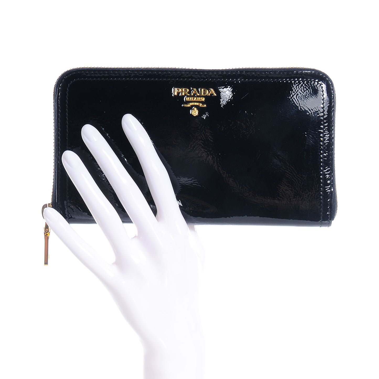 Vernice Zip Around Wallet Black
