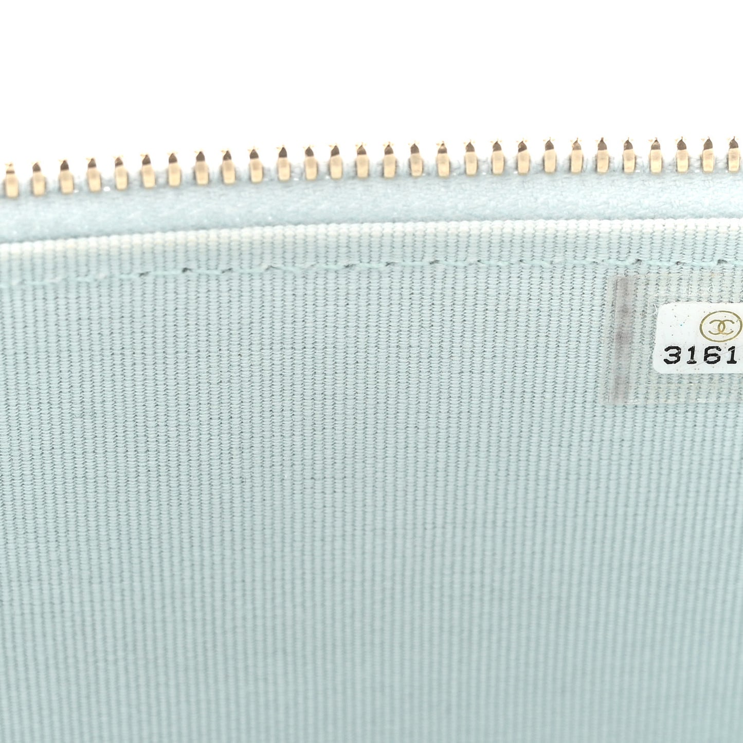 Lambskin Quilted Small Top Handle Vanity Case With Chain Light Blue