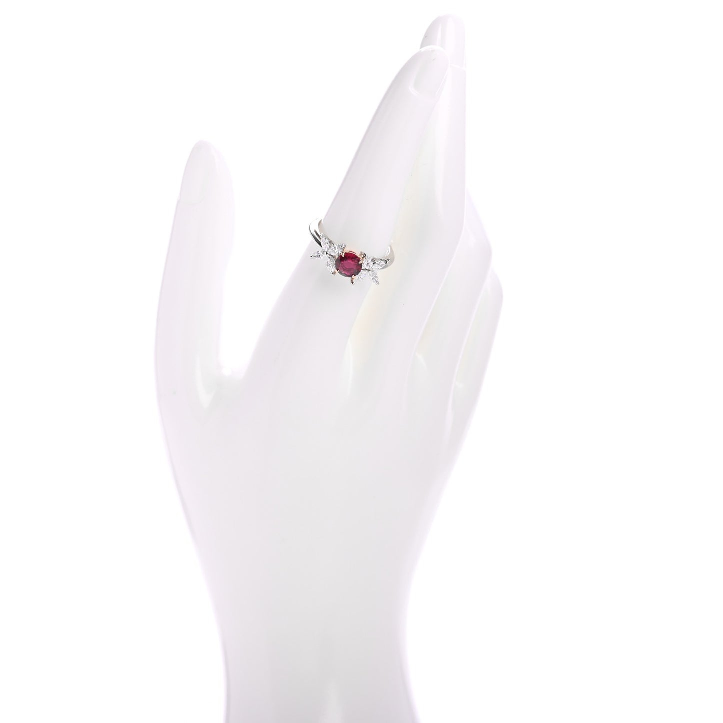 Platinum 18K Yellow Gold Diamond Ruby Victoria Ring 54 7