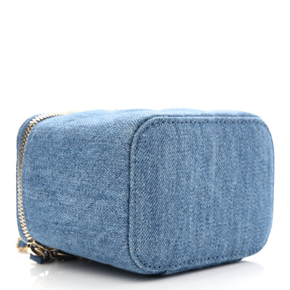 Chanel Denim Quilted Mini Pearl Crush Vanity Case With Chain 4 of 11