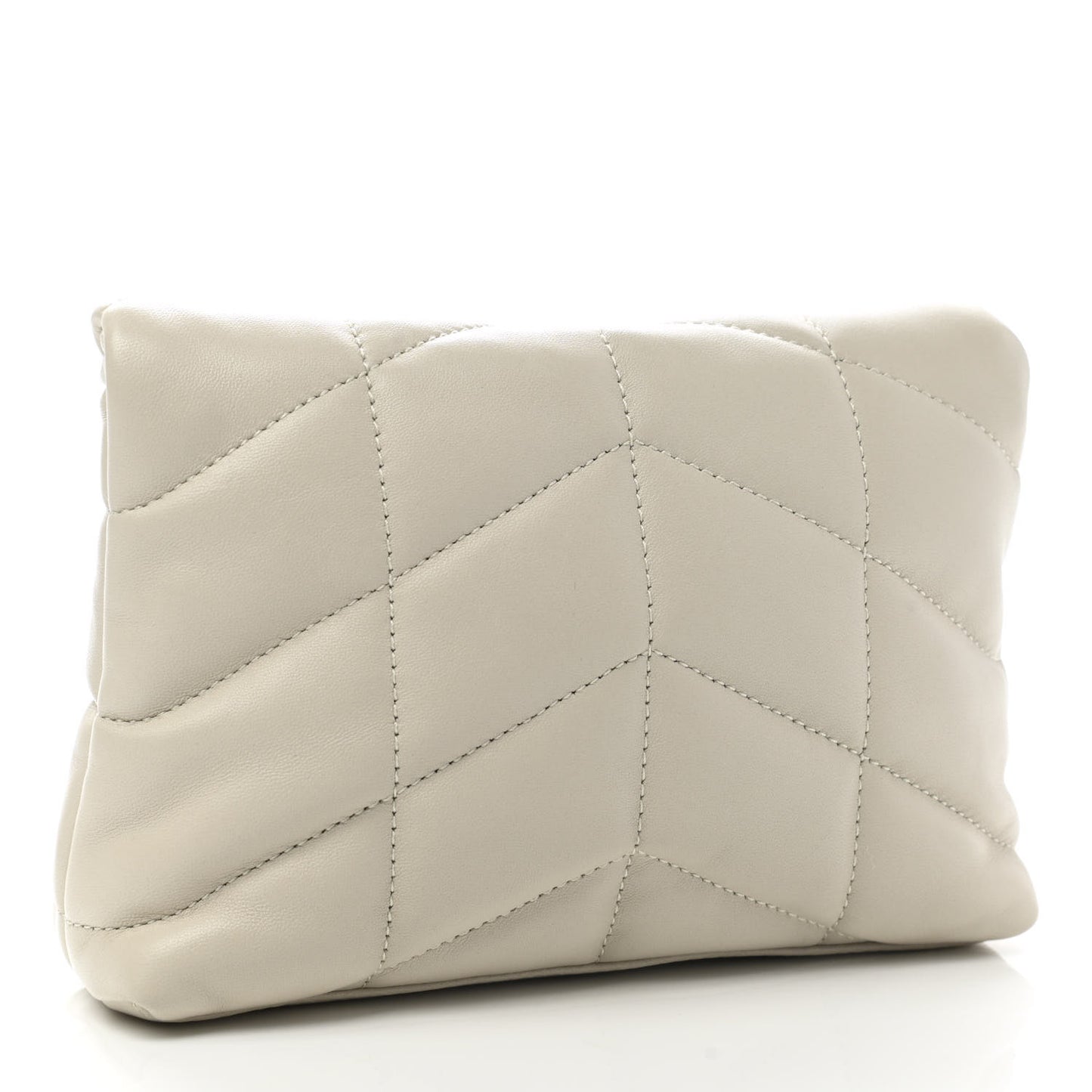 Lambskin Monogram Loulou Puffer Pouch Clutch Crema Soft