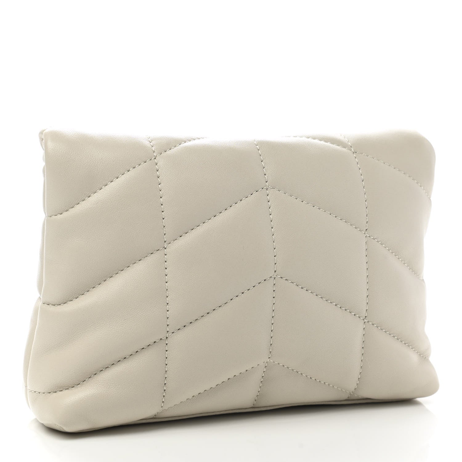 Saint Laurent Lambskin Monogram Loulou Puffer Pouch Clutch Crema Soft 4 of 10