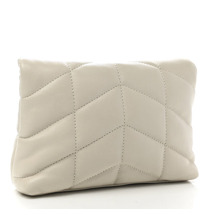 Saint Laurent Lambskin Monogram Loulou Puffer Pouch Clutch Crema Soft 4 of 10