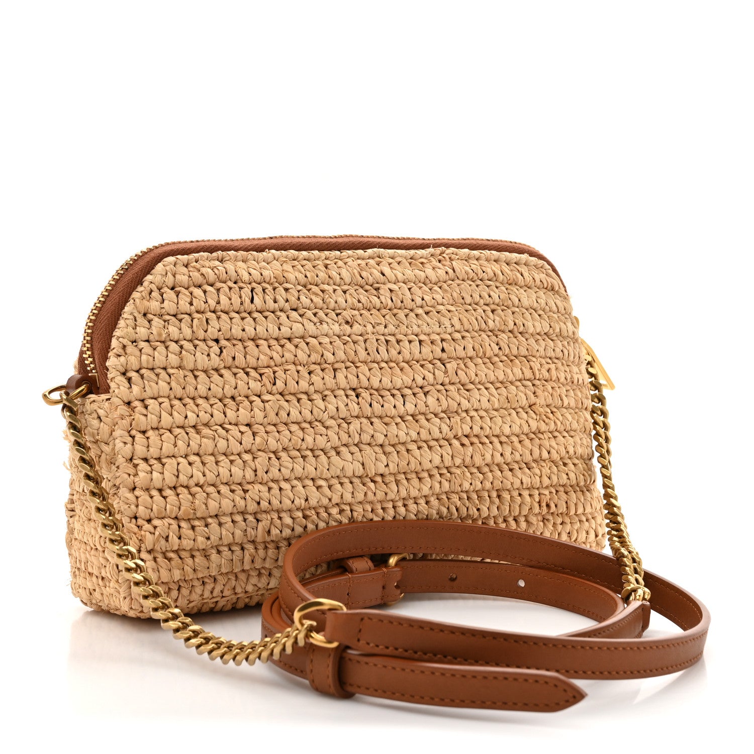 Saint Laurent Raffia Calfskin Gaby Crossbody Bag Natural Brick 3 of 11
