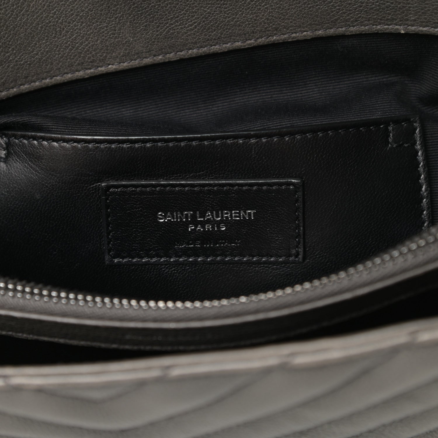 Saint Laurent Calfskin Matelasse Chevron Monogram Large College Satchel Light Coal 6 of 18
