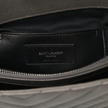 Saint Laurent Calfskin Matelasse Chevron Monogram Large College Satchel Light Coal 6 of 18