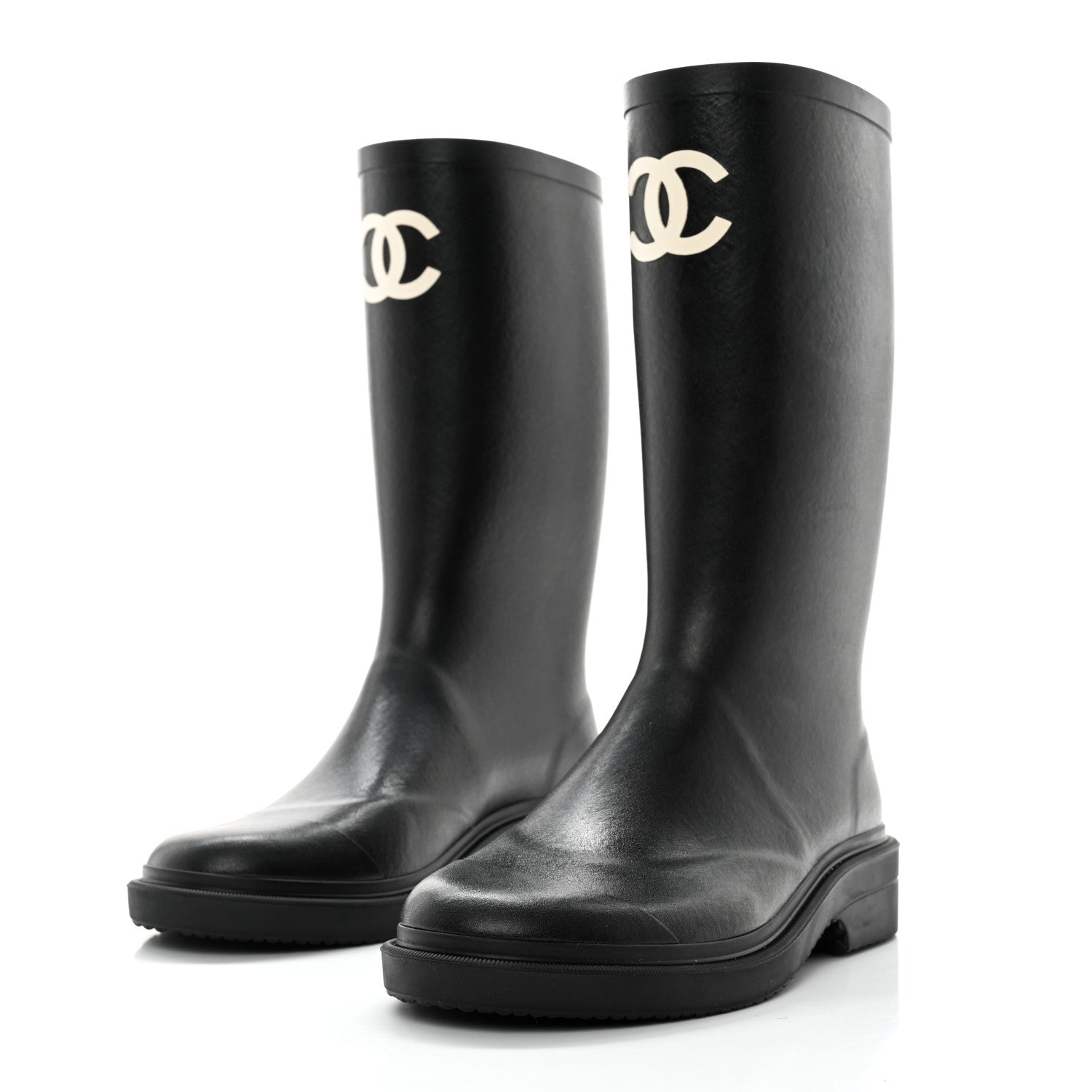 Chanel Caoutchouk CC High Boots 39 Black 3 of 8