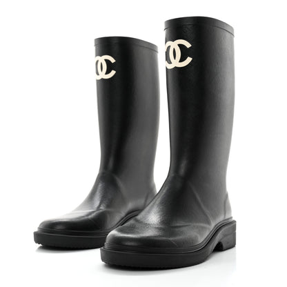 Chanel Caoutchouk CC High Boots 39 Black 3 of 8