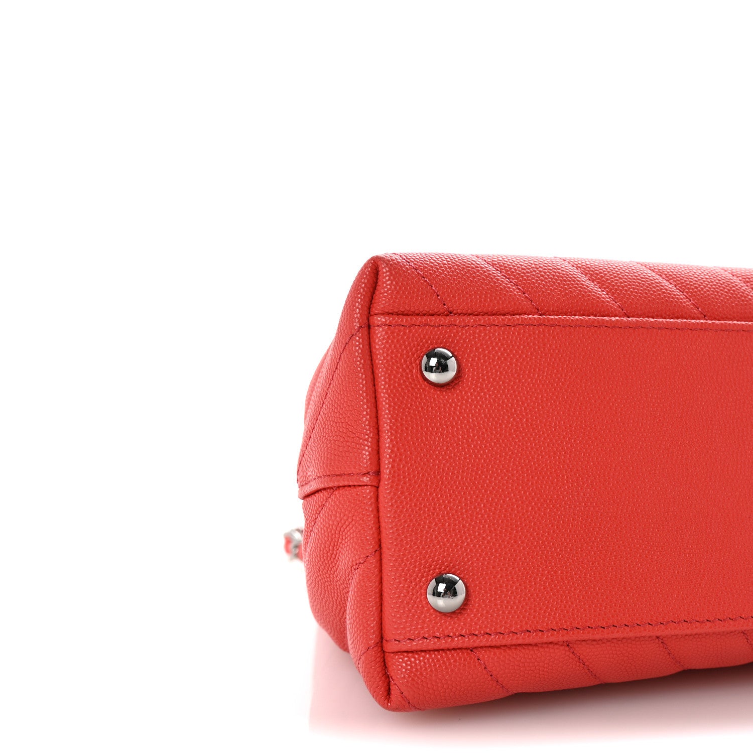 Chanel Caviar Chevron Quilted Small Coco Handle Flap Coral 9 of 10