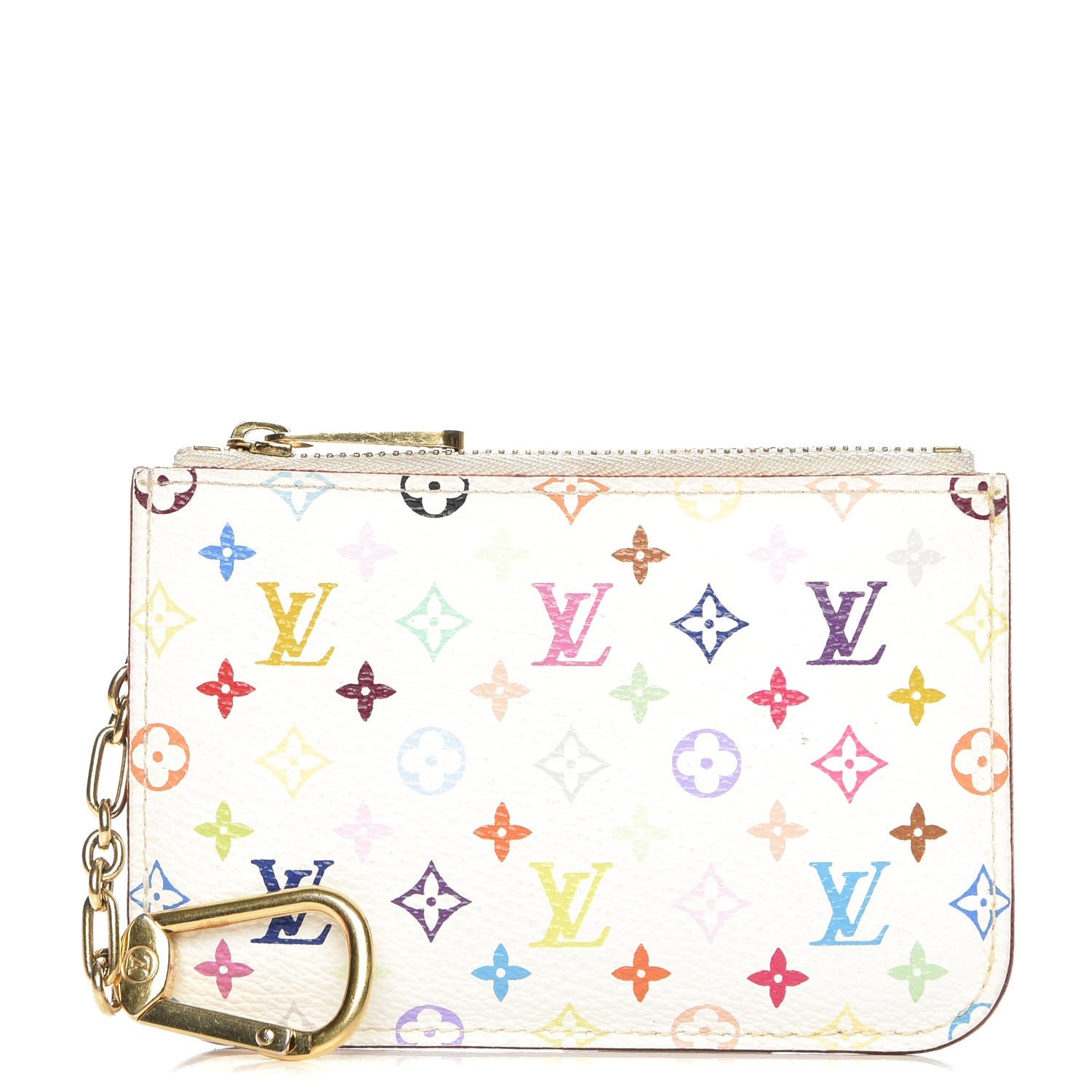 Louis Vuitton Monogram Multicolor Key Pouch White Litchi 1 of 7