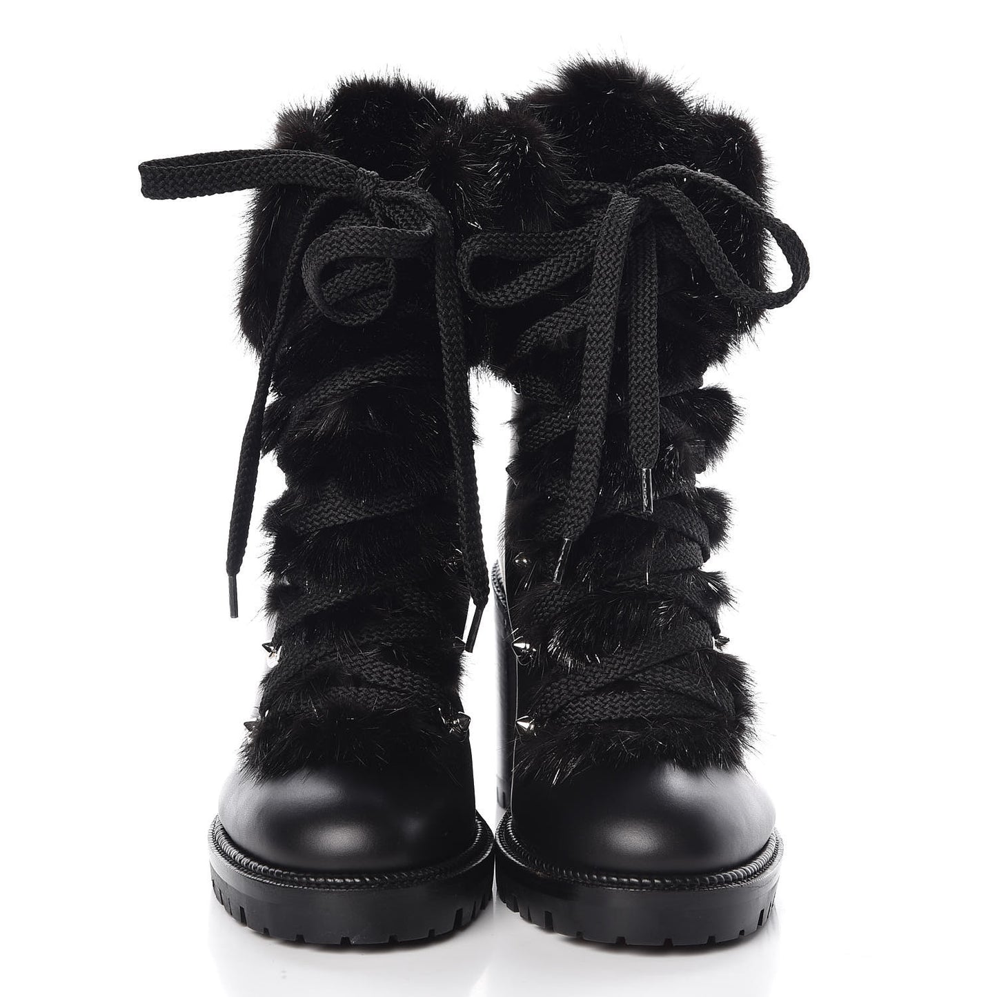 Nappa Fox Fur Fanny 70 Ankle Boots 36 Black