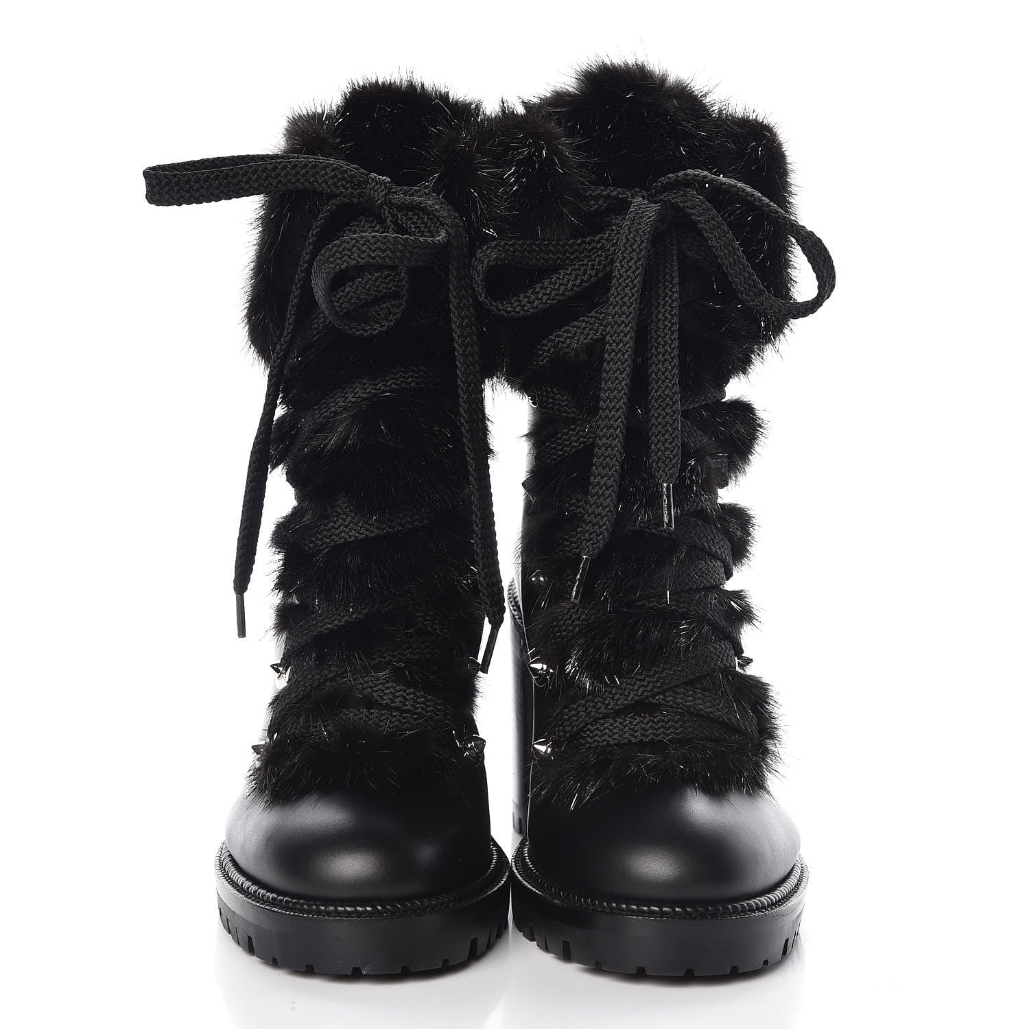 Christian Louboutin Nappa Fox Fur Fanny 70 Ankle Boots 36 Black 2 of 8