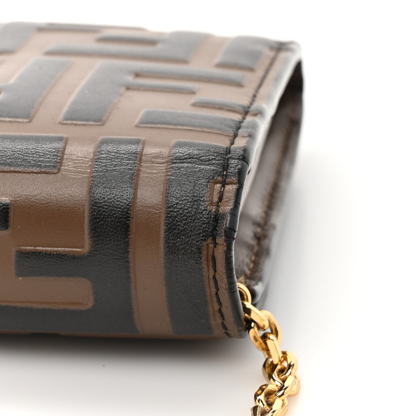 Vitello Soft F is Fendi Bi-Color FF 1974 Embossed Continental Envelope Wallet On Chain Maya Black