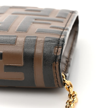 Fendi Vitello Soft F is Fendi Bi-Color FF 1974 Embossed Continental Envelope Wallet On Chain Maya Black 17 of 18