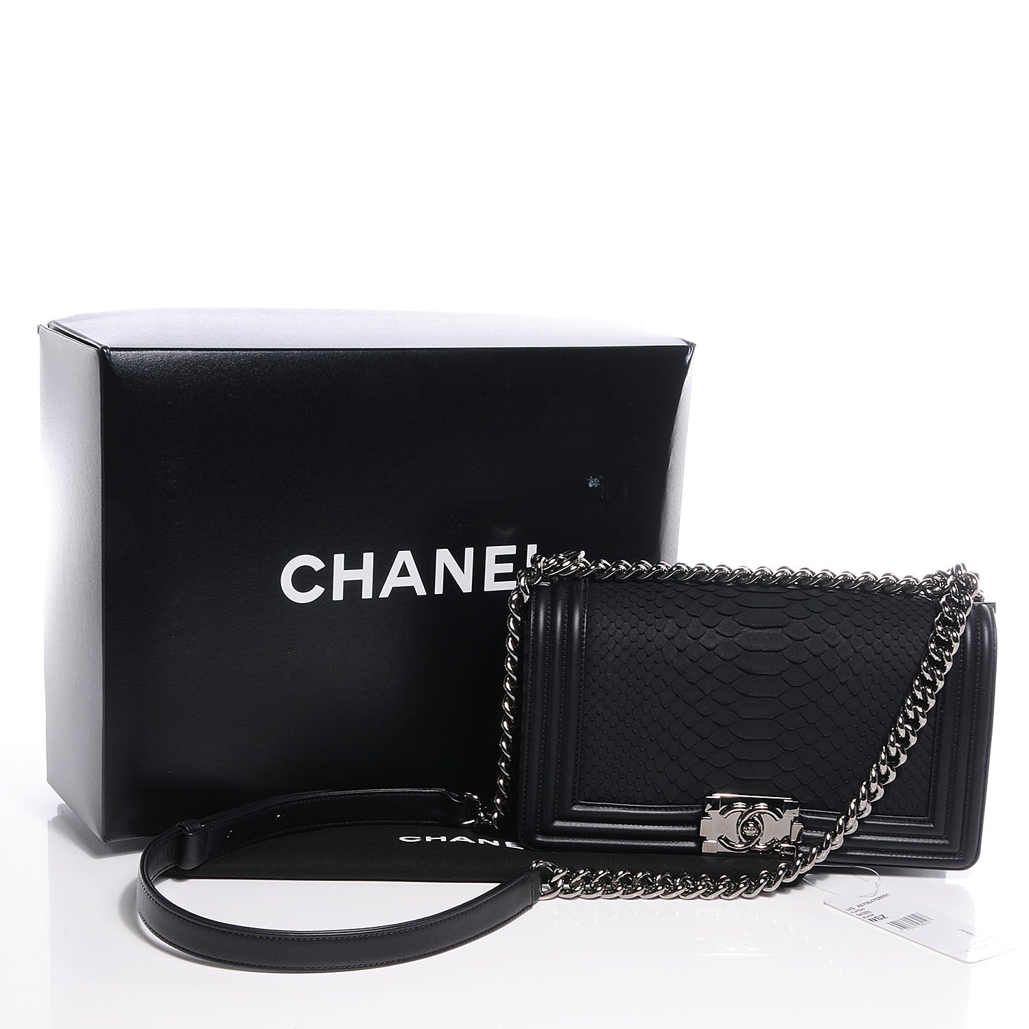 Chanel Matte Python Calfskin Medium Boy Flap Black 5 of 8