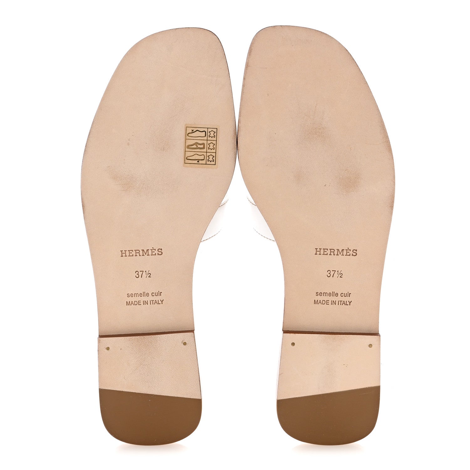 Hermes Box Calfskin Oran Sandals 37.5 White 6 of 10