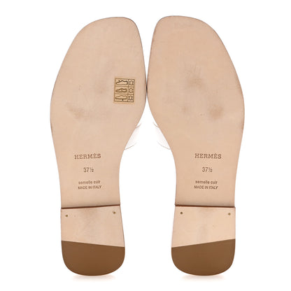 Hermes Box Calfskin Oran Sandals 37.5 White 6 of 10